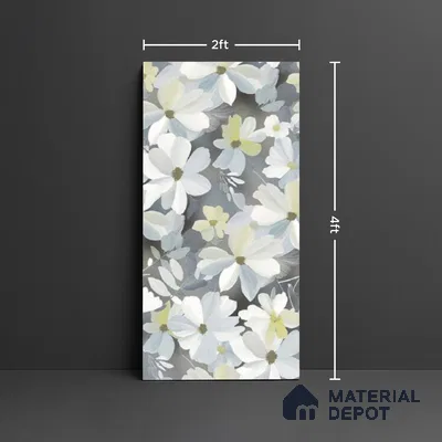 Floral Wall Tile TL 09918 4 ft x 2 ft White Vitrified Matte Finish Tile - 9 mm | Suitable for Bathroom, Accent/Feature Wall, Dining Area
