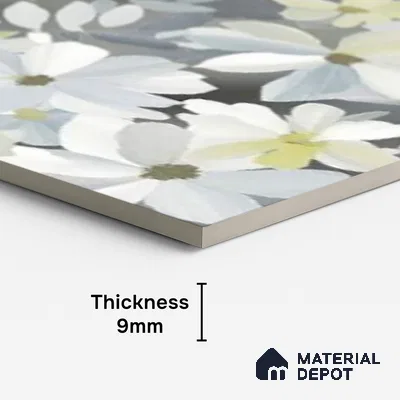 Floral Wall Tile TL 09918 4 ft x 2 ft White Vitrified Matte Finish Tile - 9 mm | Suitable for Bathroom, Accent/Feature Wall, Dining Area