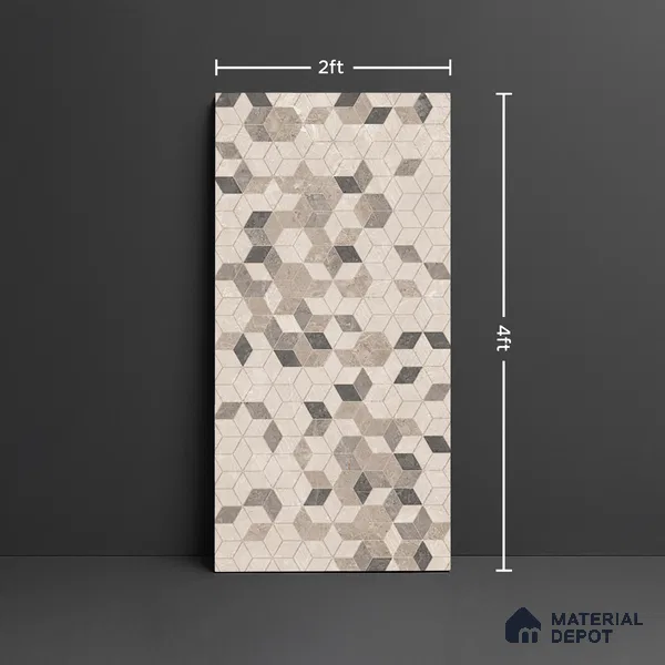 Hexagonal Look Wall Tile TL 08091 C CV Caspain Decor 4 ft x 2 ft Vitrified Matte Finish - 9 mm