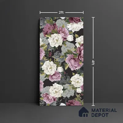 Floral Wall Tile TL 09925 4 ft x 2 ft Purple Vitrified Matte Finish Tile - 9 mm | Ideal for Living Room,Bedroom,Bathroom,Kitchen (Sample)