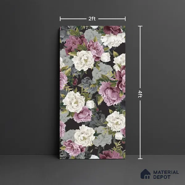 Floral Wall Tile TL 09925 4 ft x 2 ft Purple Vitrified Matte Finish Tile - 9 mm | Ideal for Living Room,Bedroom,Bathroom,Kitchen (Sample)
