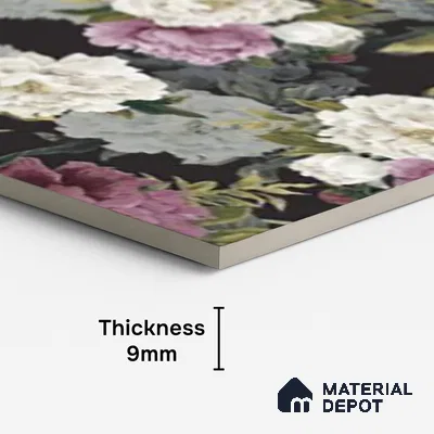 Floral Wall Tile TL 09925 4 ft x 2 ft Purple Vitrified Matte Finish Tile - 9 mm | Ideal for Living Room,Bedroom,Bathroom,Kitchen (Sample)