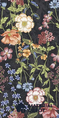 Floral Wall Tile TL 09917 4 ft x 2 ft Black Vitrified Matte Finish Tile - 9 mm | Suitable for Bathroom, Accent/Feature Wall, Foyer