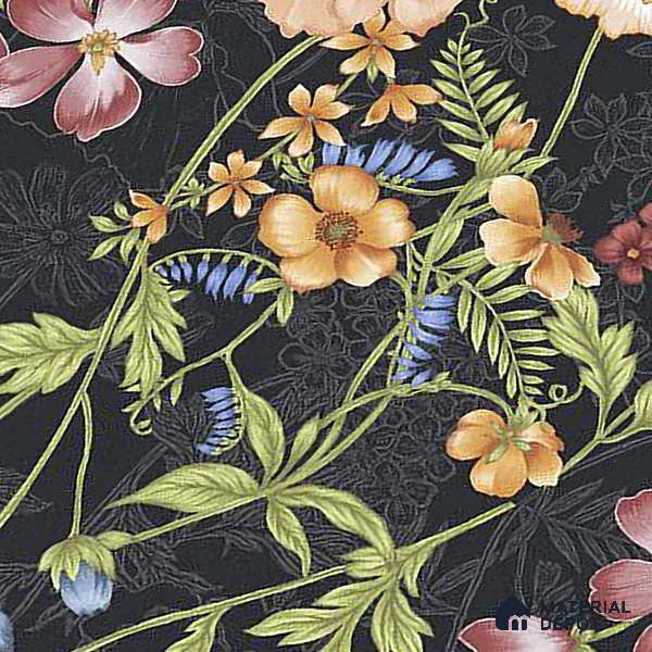 Floral Wall Tile TL 09917 4 ft x 2 ft Black Vitrified Matte Finish Tile - 9 mm | Suitable for Bathroom, Accent/Feature Wall, Foyer