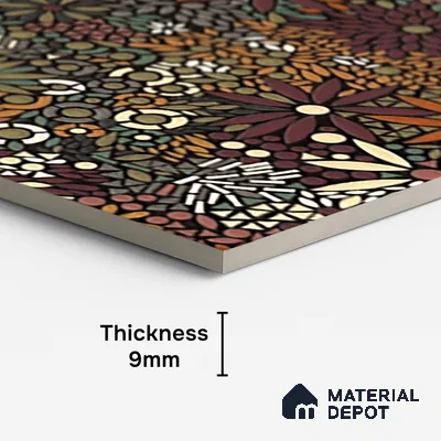Moroccan Wall Tile TL 09971 4 ft x 2 ft Black Vitrified Matte Finish Tile - 9 mm | Ideal for Living Room,Bedroom,Bathroom,Kitchen