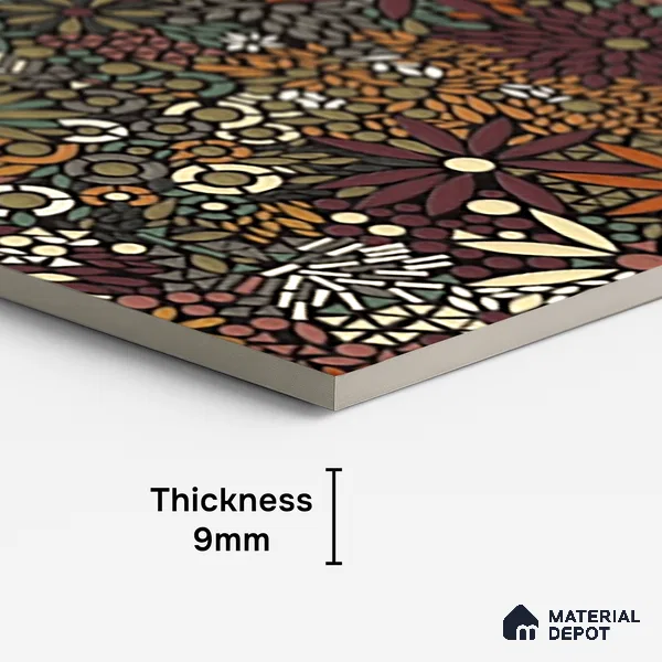 Moroccan Wall Tile TL 09971 4 ft x 2 ft Black Vitrified Matte Finish Tile - 9 mm | Ideal for Living Room,Bedroom,Bathroom,Kitchen