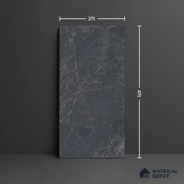Marble Look Wall & Floor Tile TL 08790 B Moon Stone Nero 4 ft x 2 ft Vitrified Matte Finish - 9 mm
