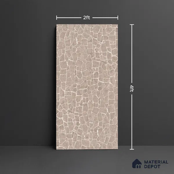 Patterned Look Wall & Floor Tile TL 08788 G Cuba Stone Taupe 4 ft x 2 ft Vitrified Matte Finish - 9 mm
