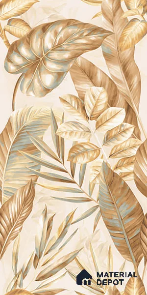 Tropical Wall Tile TL 08102 B Syria Gold Decor Endless 4 ft x 2 ft Vitrified Matte Finish - 9 mm | 4 Random Design | Suitable for Bathroom, Accent/Feature Wall, Foyer
