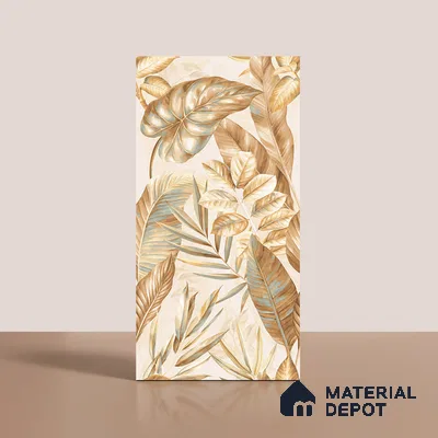 Tropical Wall Tile TL 08102 B Syria Gold Decor Endless 4 ft x 2 ft Vitrified Matte Finish - 9 mm | 4 Random Design | Suitable for Bathroom, Accent/Feature Wall, Foyer