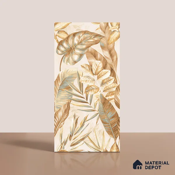 Tropical Wall Tile TL 08102 B Syria Gold Decor Endless 4 ft x 2 ft Vitrified Matte Finish - 9 mm | 4 Random Design | Suitable for Bathroom, Accent/Feature Wall, Foyer
