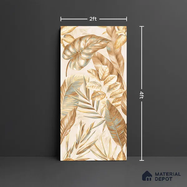 Tropical Wall Tile TL 08102 B Syria Gold Decor Endless 4 ft x 2 ft Vitrified Matte Finish - 9 mm | 4 Random Design | Suitable for Bathroom, Accent/Feature Wall, Foyer