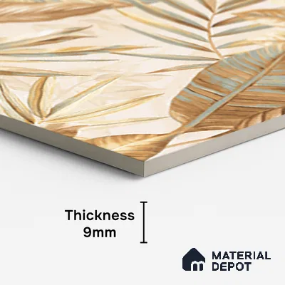 Tropical Wall Tile TL 08102 B Syria Gold Decor Endless 4 ft x 2 ft Vitrified Matte Finish - 9 mm | 4 Random Design | Suitable for Bathroom, Accent/Feature Wall, Foyer