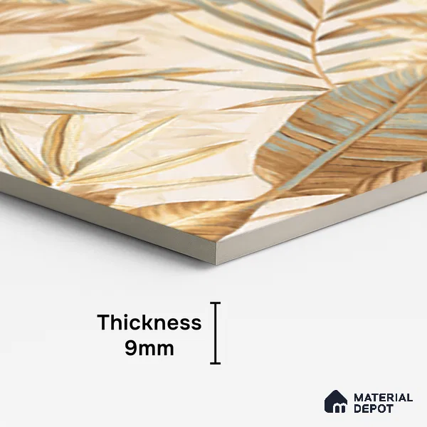 Tropical Wall Tile TL 08102 B Syria Gold Decor Endless 4 ft x 2 ft Vitrified Matte Finish - 9 mm | 4 Random Design | Suitable for Bathroom, Accent/Feature Wall, Foyer