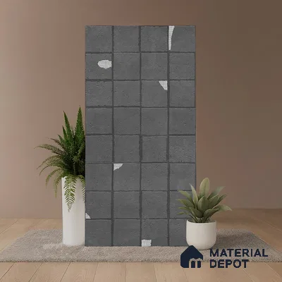 Stone Floor & Wall Tile TL 09975 4 ft x 2 ft Black Vitrified Matte Finish Tile - 9 mm | Ideal for Living Room,Bedroom,Bathroom,Kitchen