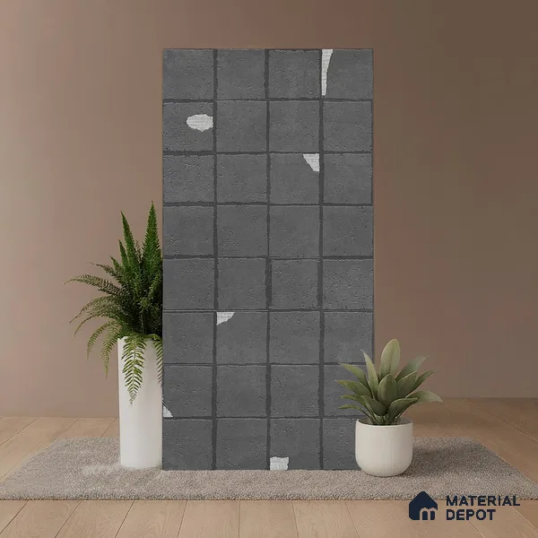 Stone Floor & Wall Tile TL 09975 4 ft x 2 ft Black Vitrified Matte Finish Tile - 9 mm | Ideal for Living Room,Bedroom,Bathroom,Kitchen