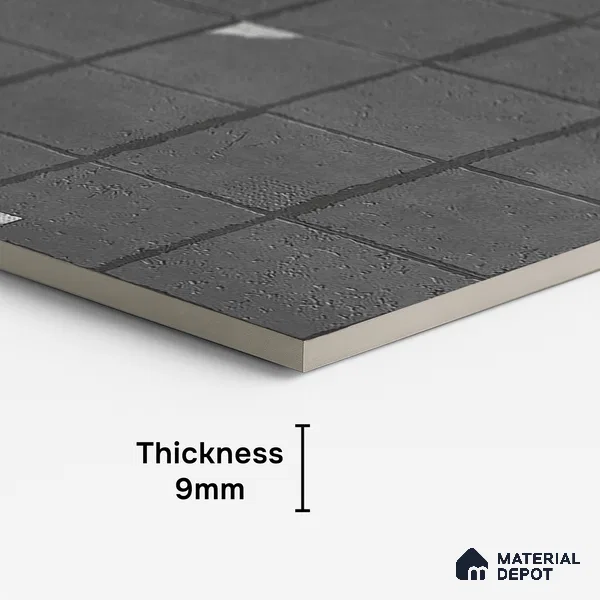Stone Floor & Wall Tile TL 09975 4 ft x 2 ft Black Vitrified Matte Finish Tile - 9 mm | Ideal for Living Room,Bedroom,Bathroom,Kitchen