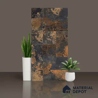 Stone Wall & Floor Tile TL 09993 4 ft x 2 ft Brown Vitrified Matte Finish Tile - 9 mm | Ideal for Living Room, Bedroom, Bathroom, Kitchen
