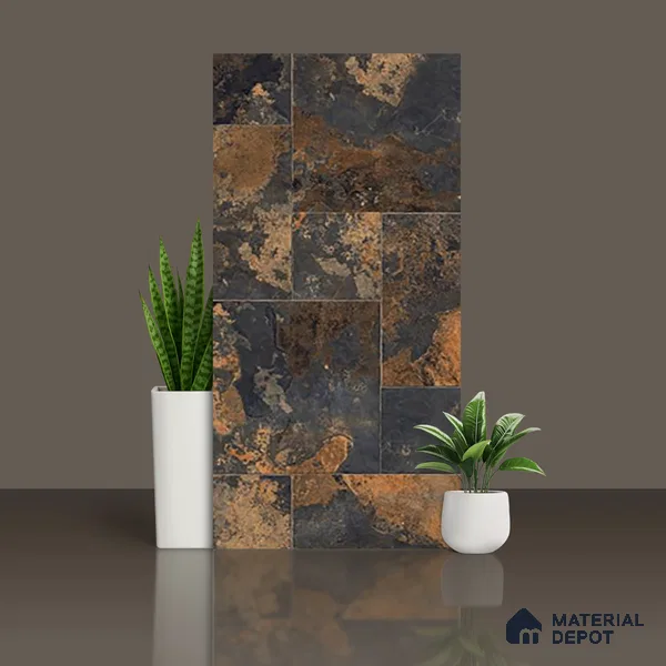 Stone Wall & Floor Tile TL 09993 4 ft x 2 ft Brown Vitrified Matte Finish Tile - 9 mm | Ideal for Living Room, Bedroom, Bathroom, Kitchen