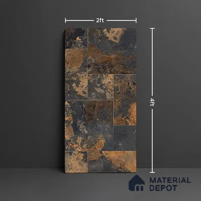 Stone Wall & Floor Tile TL 09993 4 ft x 2 ft Brown Vitrified Matte Finish Tile - 9 mm | Ideal for Living Room, Bedroom, Bathroom, Kitchen