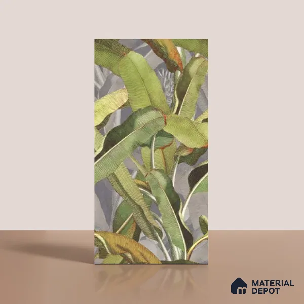 Floral Wall Tile TL 09921 Green 4 ft x 2 ft Vitrified Matte Finish Tile - 9 mm | Suitable for Bathroom, Accent/Feature Wall, Foyer