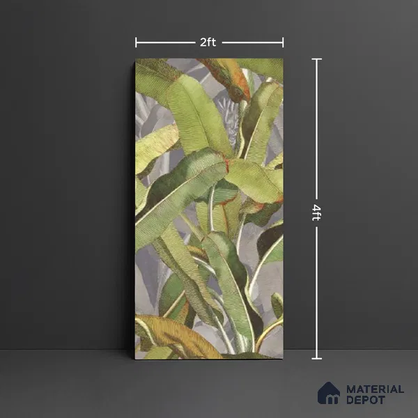Floral Wall Tile TL 09921 Green 4 ft x 2 ft Vitrified Matte Finish Tile - 9 mm | Suitable for Bathroom, Accent/Feature Wall, Foyer