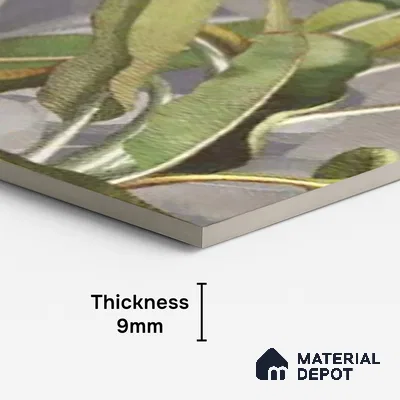 Floral Wall Tile TL 09921 Green 4 ft x 2 ft Vitrified Matte Finish Tile - 9 mm | Suitable for Bathroom, Accent/Feature Wall, Foyer