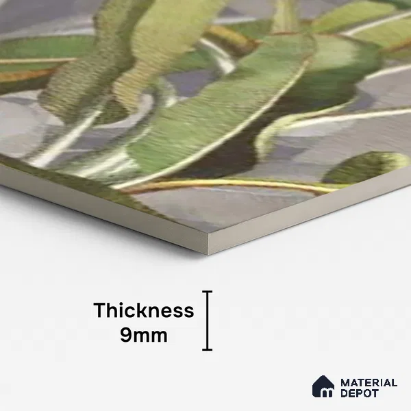 Floral Wall Tile TL 09921 Green 4 ft x 2 ft Vitrified Matte Finish Tile - 9 mm | Suitable for Bathroom, Accent/Feature Wall, Foyer