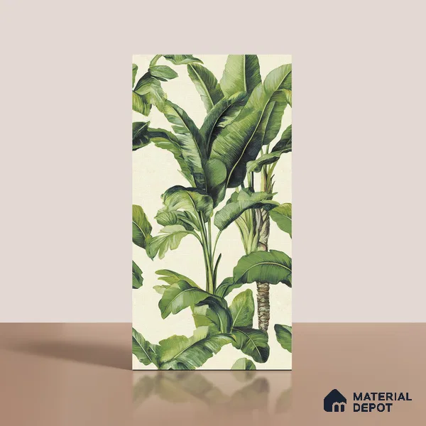 Floral Wall Tile TL 09922 Green 4 ft x 2 ft Vitrified Matte Finish Tile - 9 mm | Suitable for Bathroom, Accent/Feature Wall, Foyer