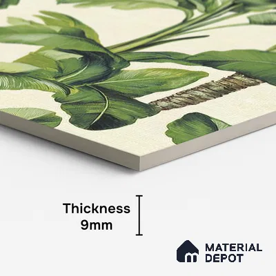 Floral Wall Tile TL 09922 Green 4 ft x 2 ft Vitrified Matte Finish Tile - 9 mm | Suitable for Bathroom, Accent/Feature Wall, Foyer