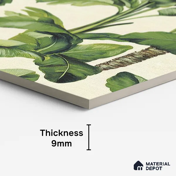 Floral Wall Tile TL 09922 Green 4 ft x 2 ft Vitrified Matte Finish Tile - 9 mm | Suitable for Bathroom, Accent/Feature Wall, Foyer