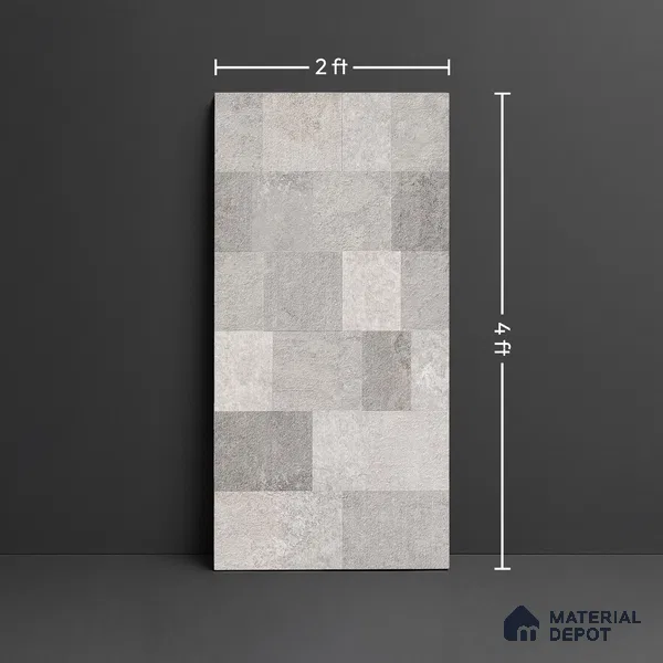 Punch Wall Tile TL 09943 4 ft x 2 ft Grey Vitrified Matte Finish Tile - 9 mm | Ideal for Living Room, Bedroom, Bathroom, Kitchen