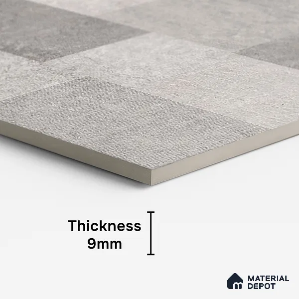 Punch Wall Tile TL 09943 4 ft x 2 ft Grey Vitrified Matte Finish Tile - 9 mm | Ideal for Living Room, Bedroom, Bathroom, Kitchen