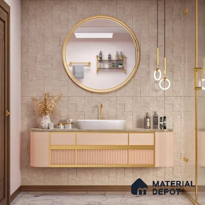 Stone Wall & Floor Tile TL 07613 C Jodhpur Pink 4 ft x 2 ft GVT Vitrified Matte Finish - 9 mm | 2 Random Design  Suitable For Living Room, Bedroom, Bathroom