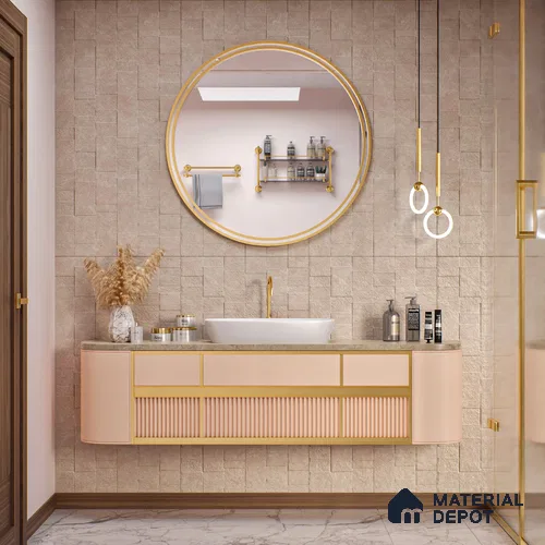 Stone Wall & Floor Tile TL 07613 C Jodhpur Pink 4 ft x 2 ft GVT Vitrified Matte Finish - 9 mm | 2 Random Design  Suitable For Living Room, Bedroom, Bathroom