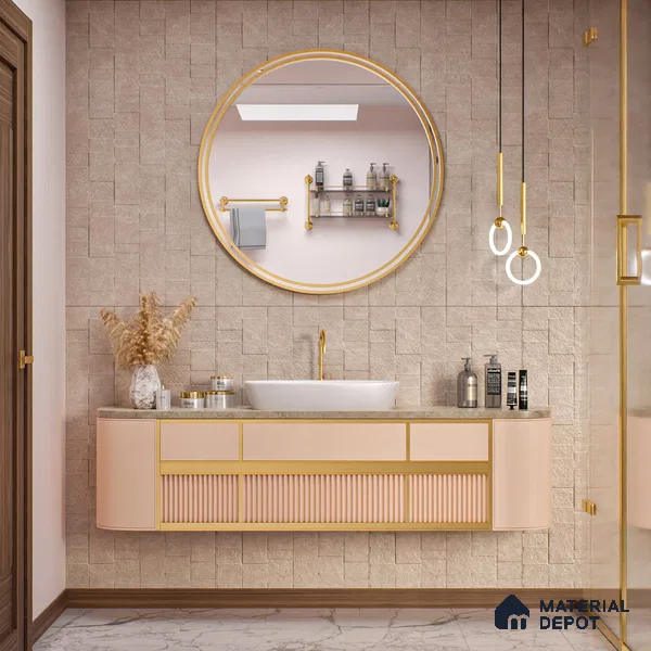 Stone Wall & Floor Tile TL 07613 C Jodhpur Pink 4 ft x 2 ft GVT Vitrified Matte Finish - 9 mm | 2 Random Design Suitable For Living Room, Bedroom, Bathroom