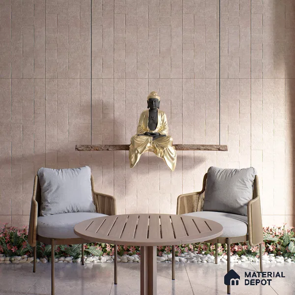 Stone Wall & Floor Tile TL 07613 C Jodhpur Pink 4 ft x 2 ft GVT Vitrified Matte Finish - 9 mm | 2 Random Design Suitable For Living Room, Bedroom, Bathroom