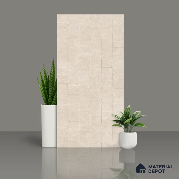 Stone Wall & Floor Tile TL 07613 Austin White 4 ft x 2 ft GVT Vitrified Matte Finish - 9 mm | 2 Random Design  Suitable For Living Room, Bedroom, Bathroom (Sample)
