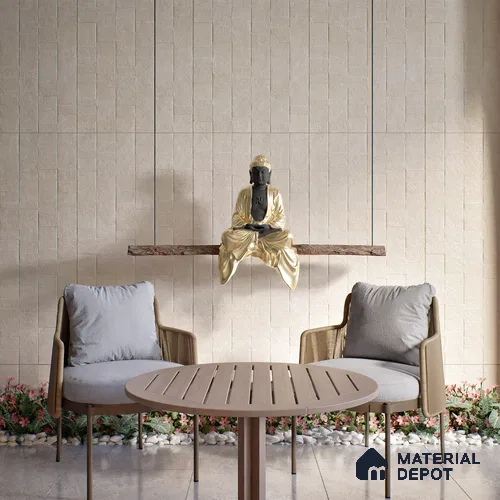 Stone Wall & Floor Tile TL 07613 Austin White 4 ft x 2 ft GVT Vitrified Matte Finish - 9 mm | 2 Random Design Suitable For Living Room, Bedroom, Bathroom
