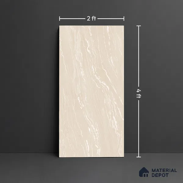 Stone Wall & Floor Tile TL 09954 B 4 ft x 2 ft Beige Vitrified Matte Finish Tile - 9 mm | Ideal for Living Room,Bedroom,Bathroom,Kitchen