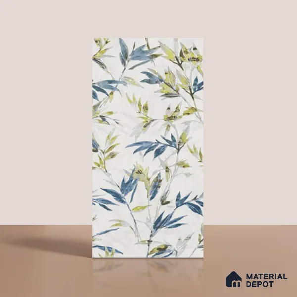 Floral Wall Tile TL 09919 White 4 ft x 2 ft Vitrified Matte Finish Tile - 9 mm | Suitable for Bathroom, Accent/Feature Wall, Kitchen