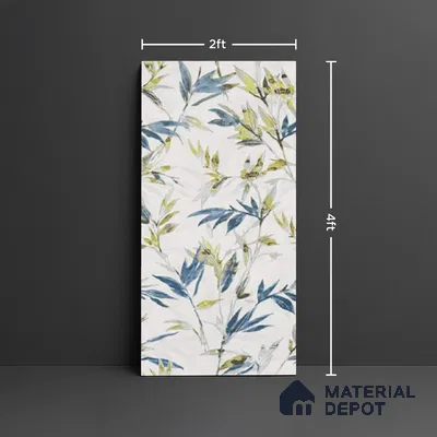 Floral Wall Tile TL 09919 White 4 ft x 2 ft Vitrified Matte Finish Tile - 9 mm | Suitable for Bathroom, Accent/Feature Wall, Kitchen