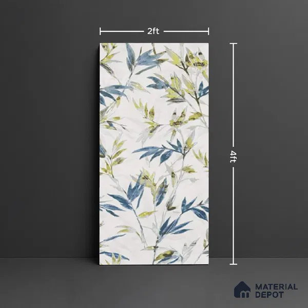 Floral Wall Tile TL 09919 White 4 ft x 2 ft Vitrified Matte Finish Tile - 9 mm | Suitable for Bathroom, Accent/Feature Wall, Kitchen