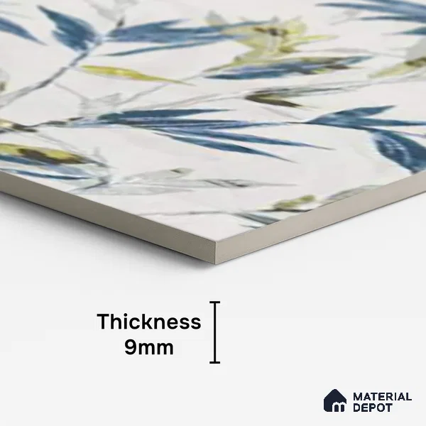 Floral Wall Tile TL 09919 White 4 ft x 2 ft Vitrified Matte Finish Tile - 9 mm | Suitable for Bathroom, Accent/Feature Wall, Kitchen