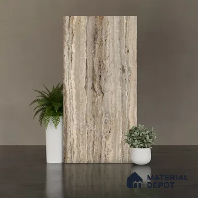 Stone Wall & Floor Tile TL 09930 4 ft x 2 ft Brown Vitrified Matte Finish Tile - 9 mm | Ideal for Living Room, Bedroom, Bathroom, Kitchen