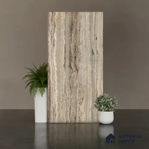 Stone Wall & Floor Tile TL 09930 4 ft x 2 ft Brown Vitrified Matte Finish Tile - 9 mm | Ideal for Living Room, Bedroom, Bathroom, Kitchen