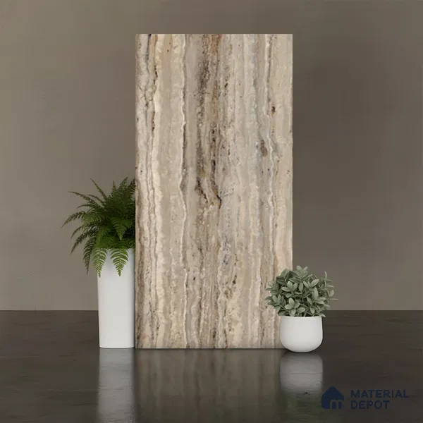 Stone Wall & Floor Tile TL 09930 4 ft x 2 ft Brown Vitrified Matte Finish Tile - 9 mm | Ideal for Living Room, Bedroom, Bathroom, Kitchen