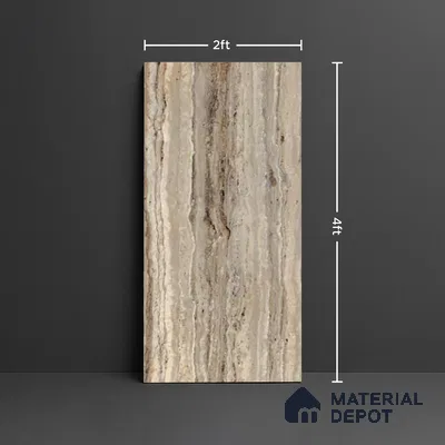 Stone Wall & Floor Tile TL 09930 4 ft x 2 ft Brown Vitrified Matte Finish Tile - 9 mm | Ideal for Living Room, Bedroom, Bathroom, Kitchen