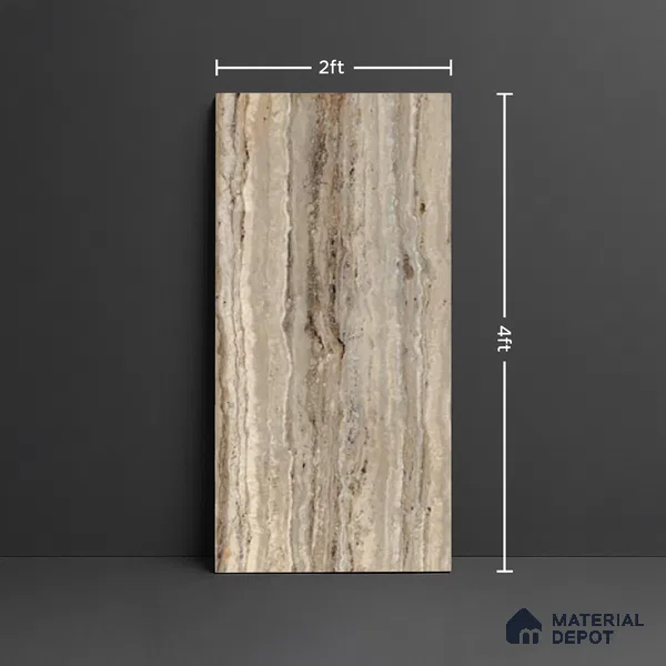 Stone Wall & Floor Tile TL 09930 4 ft x 2 ft Brown Vitrified Matte Finish Tile - 9 mm | Ideal for Living Room, Bedroom, Bathroom, Kitchen