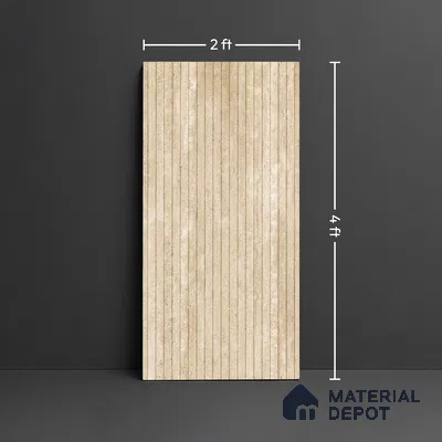 Patterned Look Wall & Floor Tile TL 10147 Louver Travertino Crema 4 ft x 2 ft Vitrified Matte Finish - 9 mm